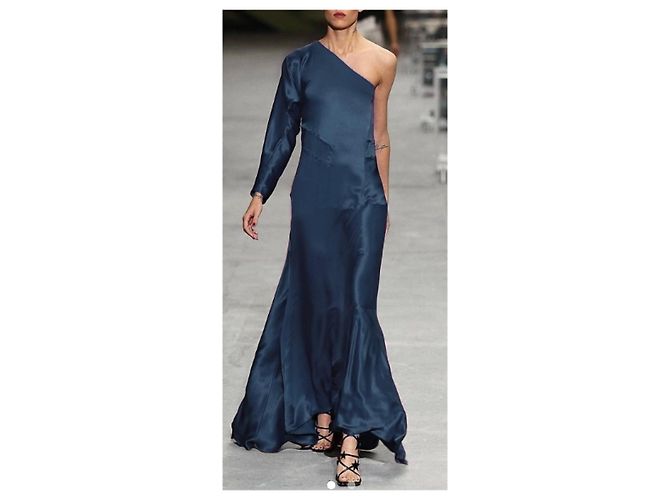 Yves Saint Laurent Asymmetrisches Kleid Sommer 2008 Blau - Ansicht 2