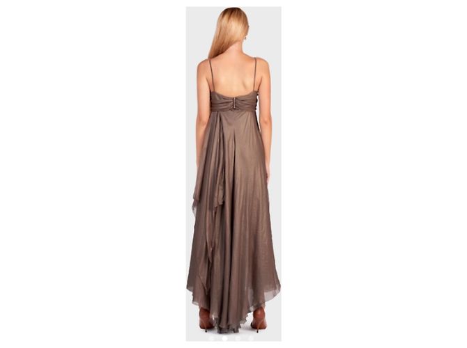 Vestido Jean Louis Scherrer Sable Impérial de seda marrón Castaño - vista 2