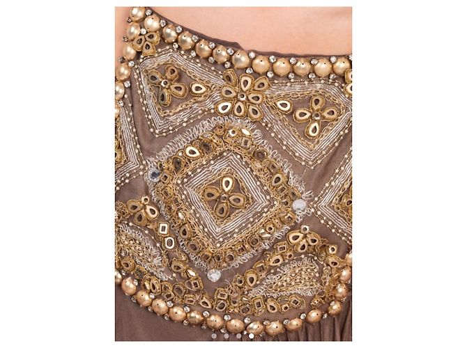 Vestido Jean Louis Scherrer Sable Impérial de seda marrón Castaño - vista 4