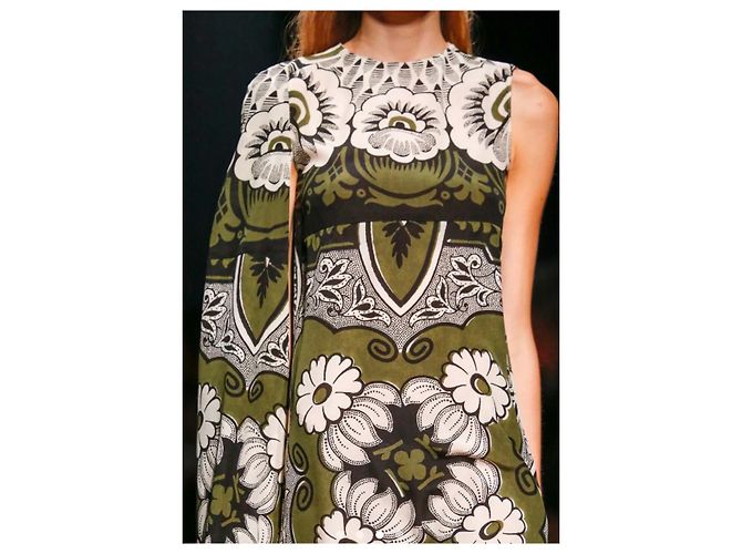 Valentino Vestido Columna Bordado Primavera 2015 Blanco Verde - vista 2