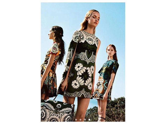 Valentino Vestido Columna Bordado Primavera 2015 Blanco Verde - vista 3