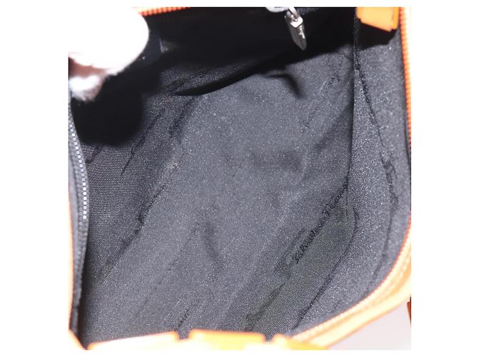 Borsa a spalla Salvatore Ferragamo in tela arancione Auth BA3239 - vista 11
