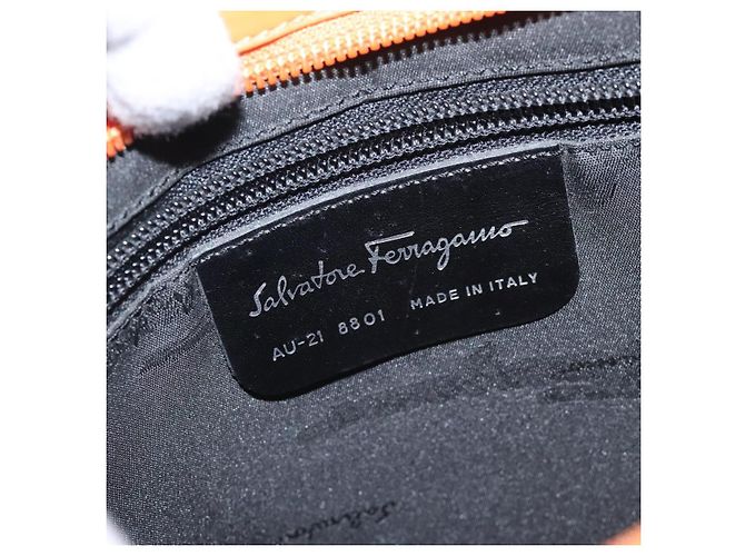 Borsa a spalla Salvatore Ferragamo in tela arancione Auth BA3239 - vista 12
