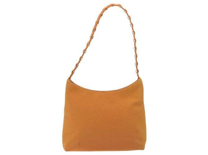 Borsa a spalla Salvatore Ferragamo in tela arancione Auth BA3239 - vista 13