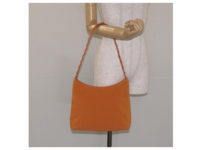 Borsa a spalla Salvatore Ferragamo in tela arancione Auth BA3239 - vista 20