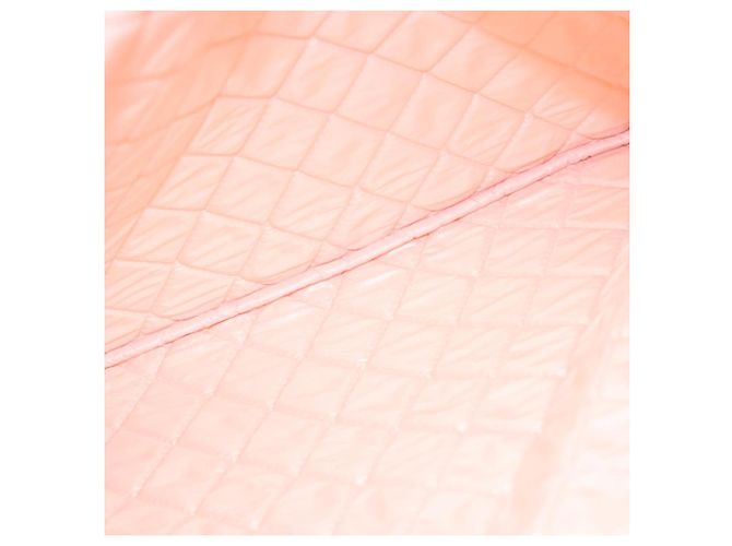 CHANEL Matelassé Bolsa Clutch Lona Branca Prata CC Auth bs27077V Branco - vista 10