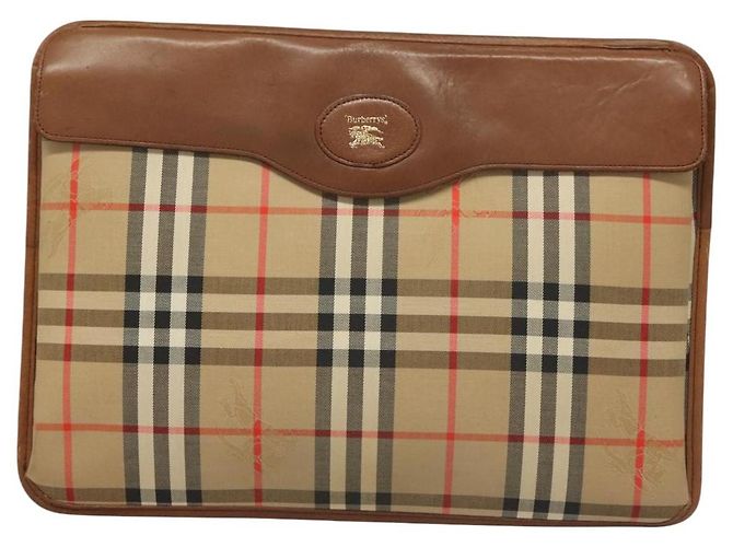 Autre Marque Borsa Clutch Document Nova Check di Burberrys in tela beige Auth BA3443 - vista 13
