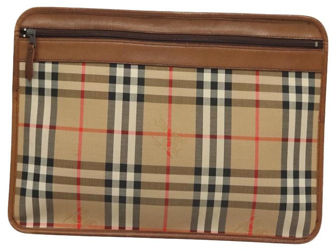 Autre Marque Borsa Clutch Document Nova Check di Burberrys in tela beige Auth BA3443 - vista 2