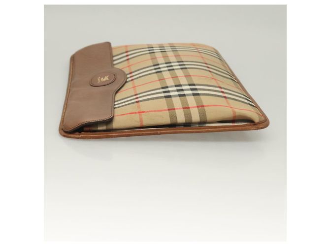 Autre Marque Borsa Clutch Document Nova Check di Burberrys in tela beige Auth BA3443 - vista 4
