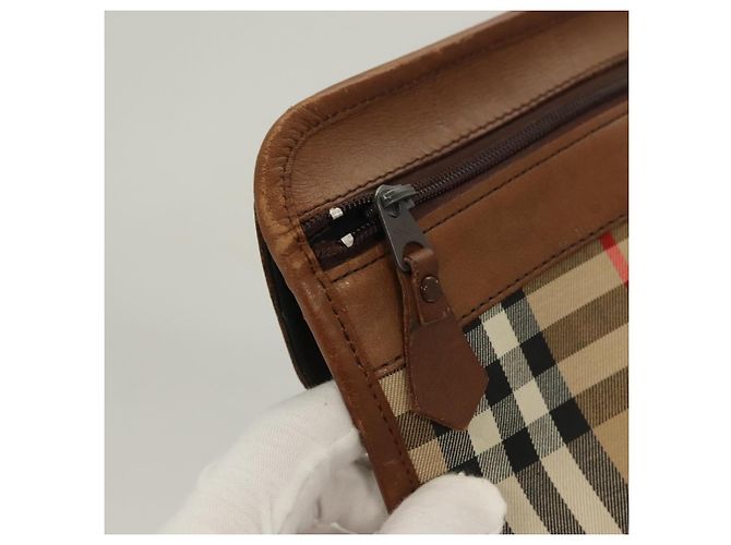 Autre Marque Borsa Clutch Document Nova Check di Burberrys in tela beige Auth BA3443 - vista 8