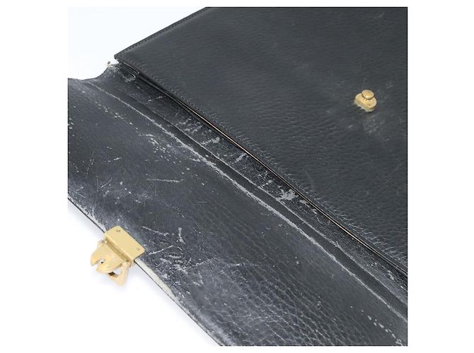 Autre Marque Burberrys Aktentasche aus schwarzem Leder mit goldenen Akzenten Auth bs26949 - Ansicht 10