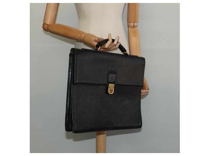 Autre Marque Burberrys Aktentasche aus schwarzem Leder mit goldenen Akzenten Auth bs26949 - Ansicht 23