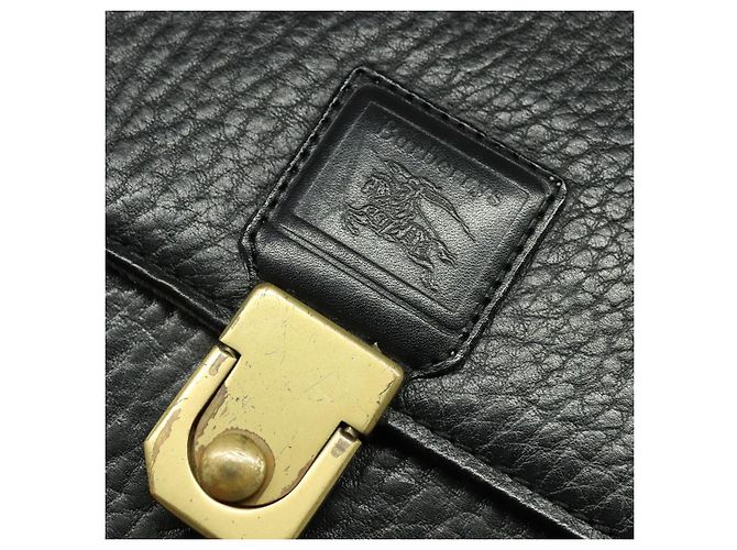 Autre Marque Burberrys Aktentasche aus schwarzem Leder mit goldenen Akzenten Auth bs26949 - Ansicht 9