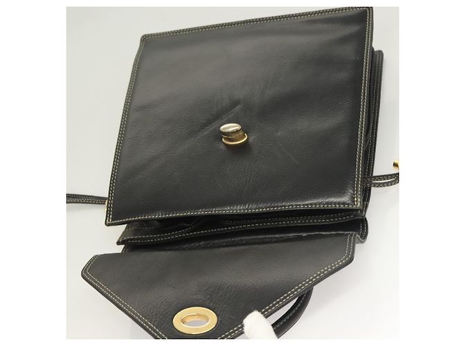 Bolsa de mão BALLY em couro preto e dourado Auth ti3253 - vista 10