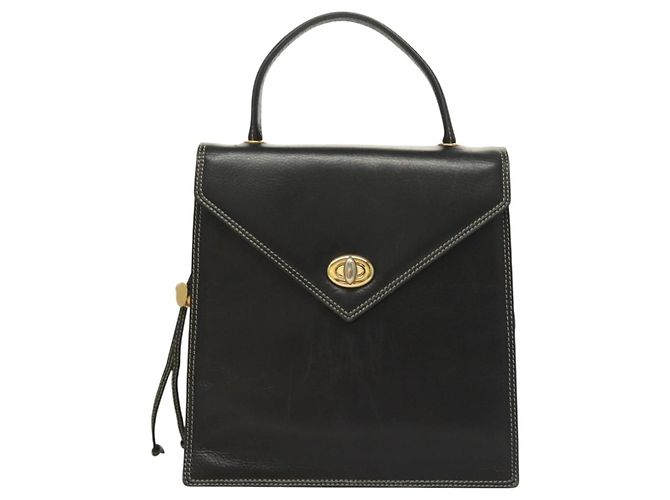 Bolsa de mão BALLY em couro preto e dourado Auth ti3253 - vista 13