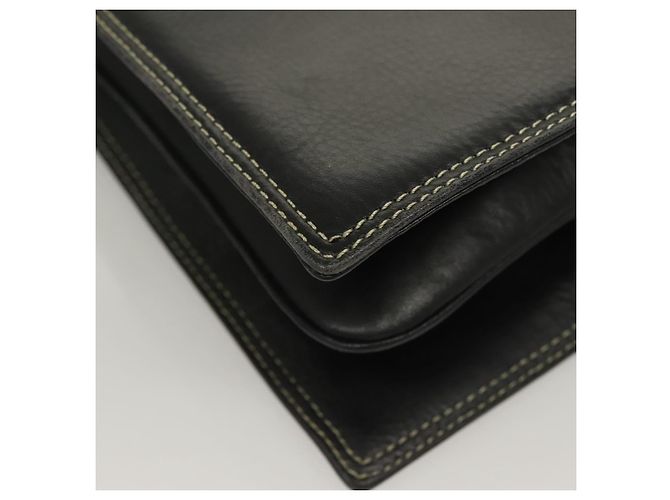 Bolsa de mão BALLY em couro preto e dourado Auth ti3253 - vista 16
