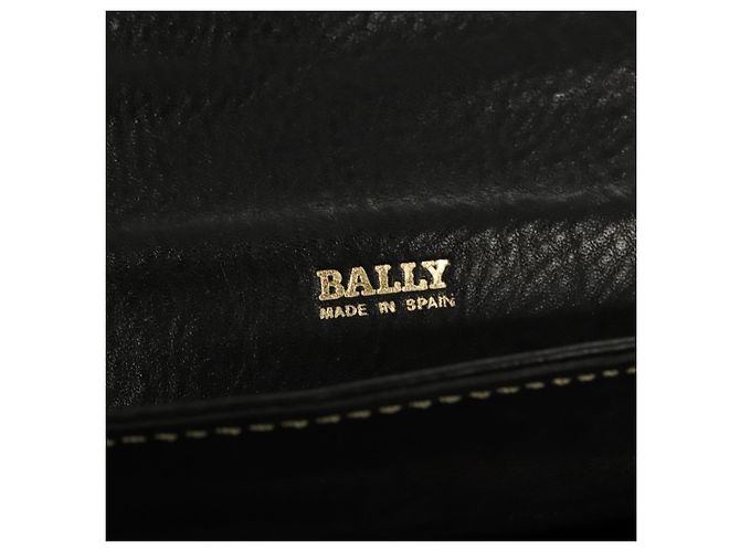 Bolsa de mão BALLY em couro preto e dourado Auth ti3253 - vista 18