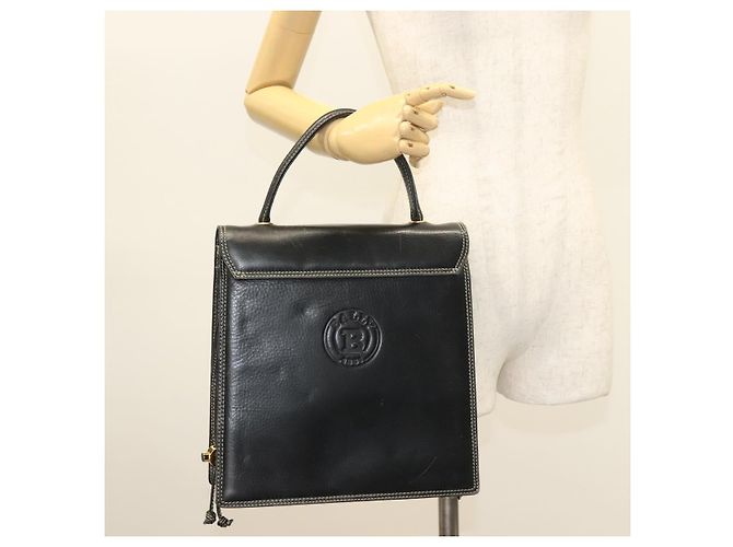 Bolsa de mão BALLY em couro preto e dourado Auth ti3253 - vista 21