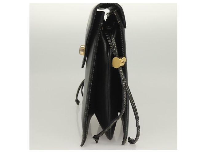 Bolsa de mão BALLY em couro preto e dourado Auth ti3253 - vista 3