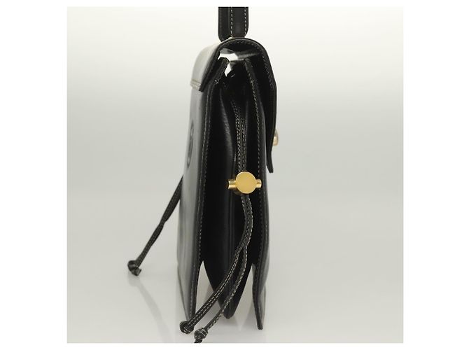 Bolsa de mão BALLY em couro preto e dourado Auth ti3253 - vista 4