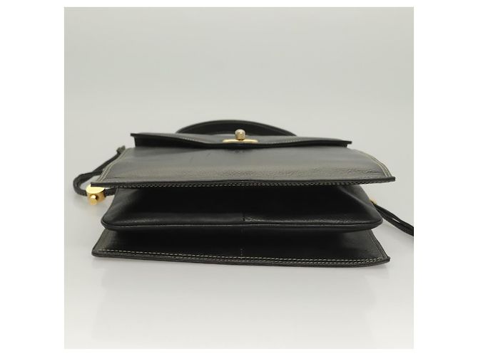 Bolsa de mão BALLY em couro preto e dourado Auth ti3253 - vista 5