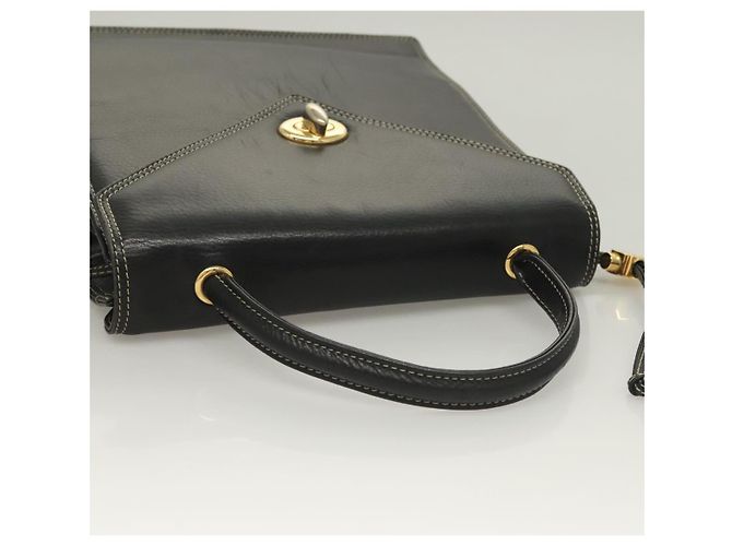 Bolsa de mão BALLY em couro preto e dourado Auth ti3253 - vista 6