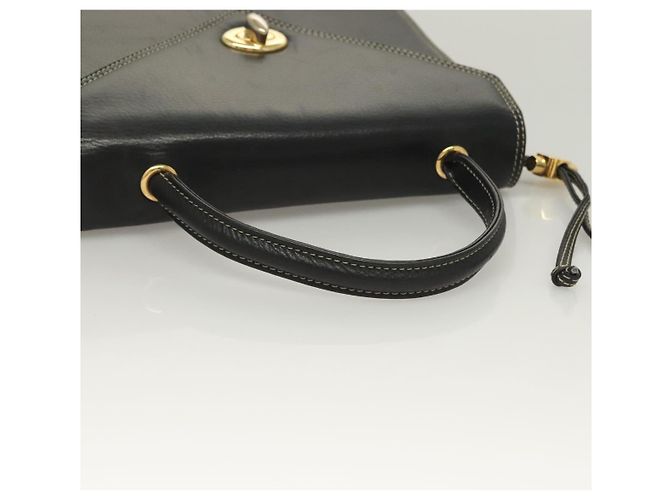 Bolsa de mão BALLY em couro preto e dourado Auth ti3253 - vista 7