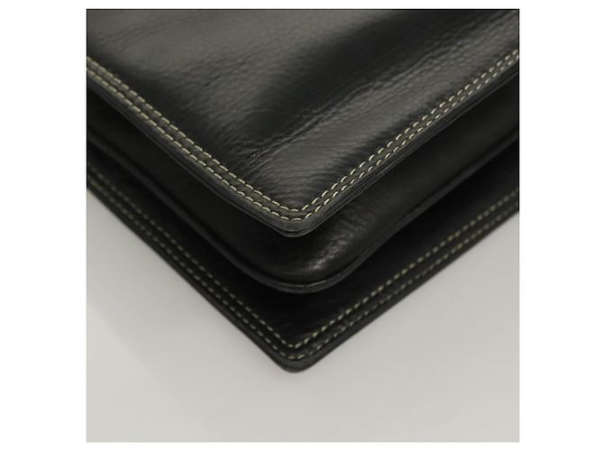 Bolsa de mão BALLY em couro preto e dourado Auth ti3253 - vista 8