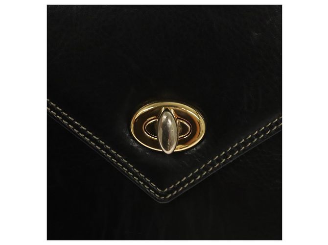 Bolsa de mão BALLY em couro preto e dourado Auth ti3253 - vista 9