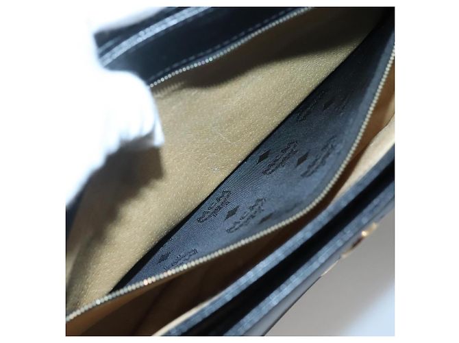 Borsa MCM in pelle nera e oro Auth BA3459 Nero D'oro - vista 19