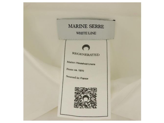 MARINE SERRE Camicia a maniche lunghe in cotone bianca Auth ym055M Bianco - vista 10