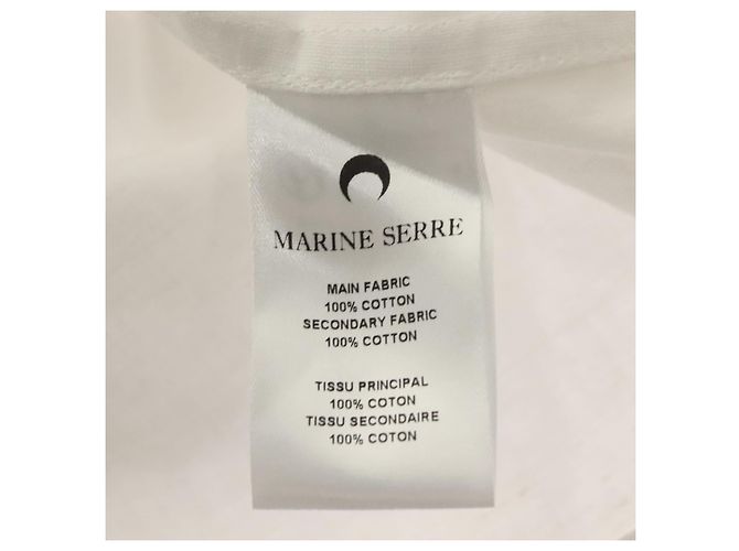MARINE SERRE Camicia a maniche lunghe in cotone bianca Auth ym055M Bianco - vista 11