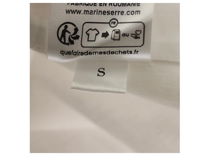 MARINE SERRE Camicia a maniche lunghe in cotone bianca Auth ym055M Bianco - vista 12