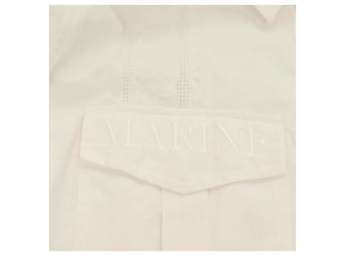 MARINE SERRE Camicia a maniche lunghe in cotone bianca Auth ym055M Bianco - vista 5