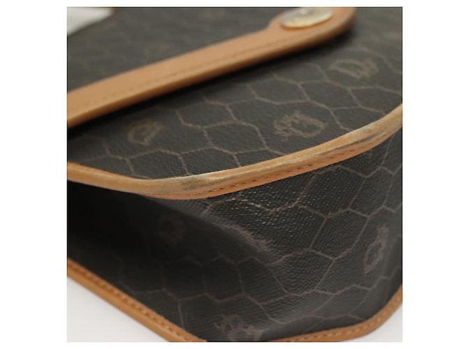 Borsa a mano in tela a nido d'ape PVC 2 vie Christian Dior nera e oro Auth SW977 - vista 10