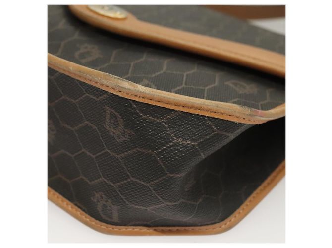 Borsa a mano in tela a nido d'ape PVC 2 vie Christian Dior nera e oro Auth SW977 - vista 15