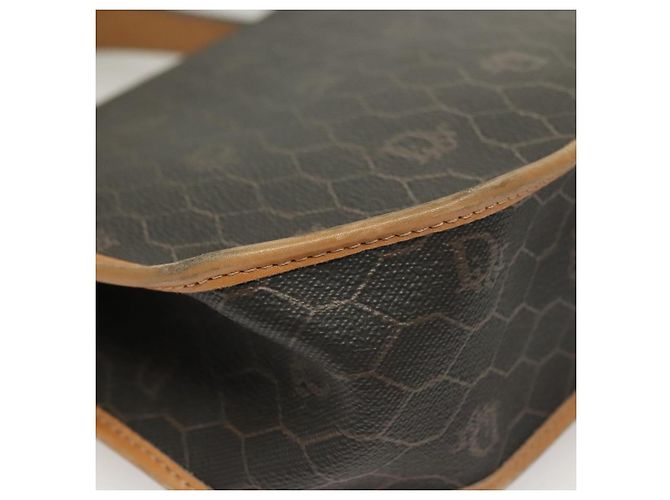 Borsa a mano in tela a nido d'ape PVC 2 vie Christian Dior nera e oro Auth SW977 - vista 16