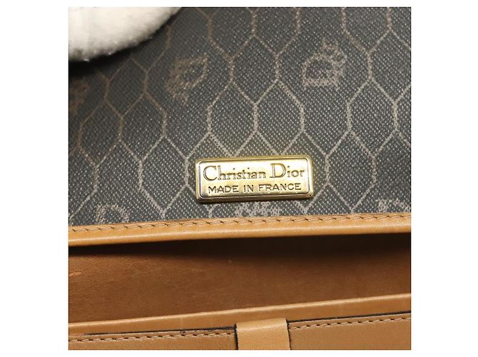 Borsa a mano in tela a nido d'ape PVC 2 vie Christian Dior nera e oro Auth SW977 - vista 19