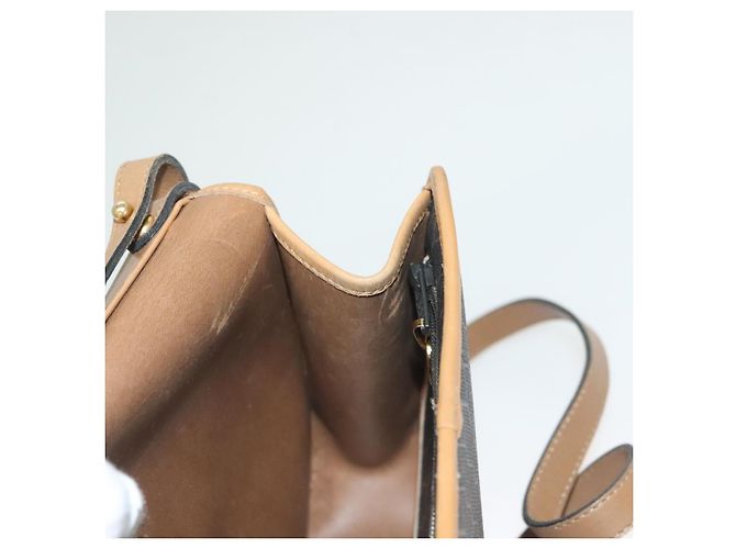 Borsa a mano in tela a nido d'ape PVC 2 vie Christian Dior nera e oro Auth SW977 - vista 20