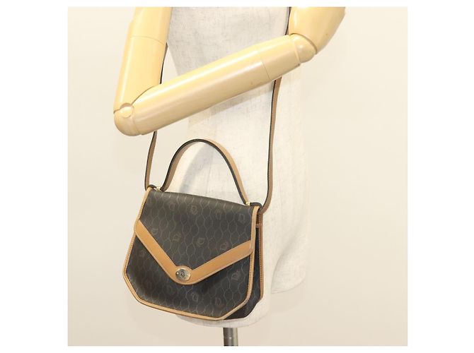 Borsa a mano in tela a nido d'ape PVC 2 vie Christian Dior nera e oro Auth SW977 - vista 24