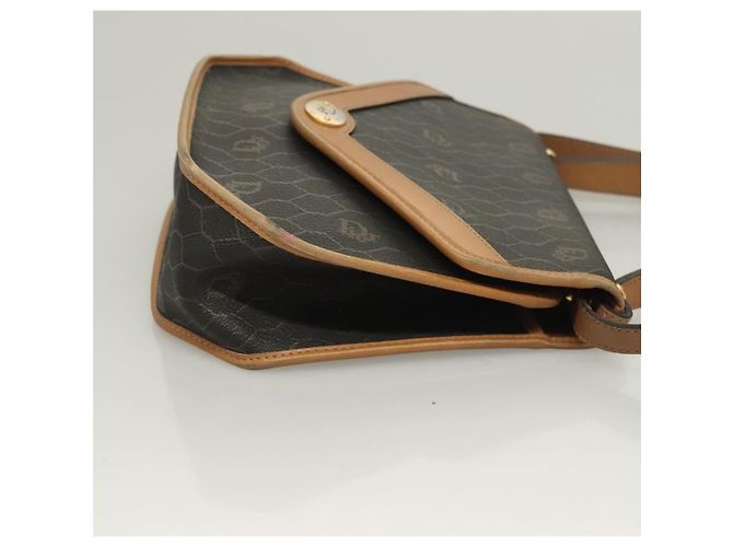 Borsa a mano in tela a nido d'ape PVC 2 vie Christian Dior nera e oro Auth SW977 - vista 3