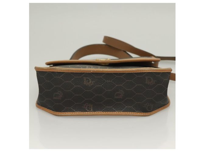 Borsa a mano in tela a nido d'ape PVC 2 vie Christian Dior nera e oro Auth SW977 - vista 5