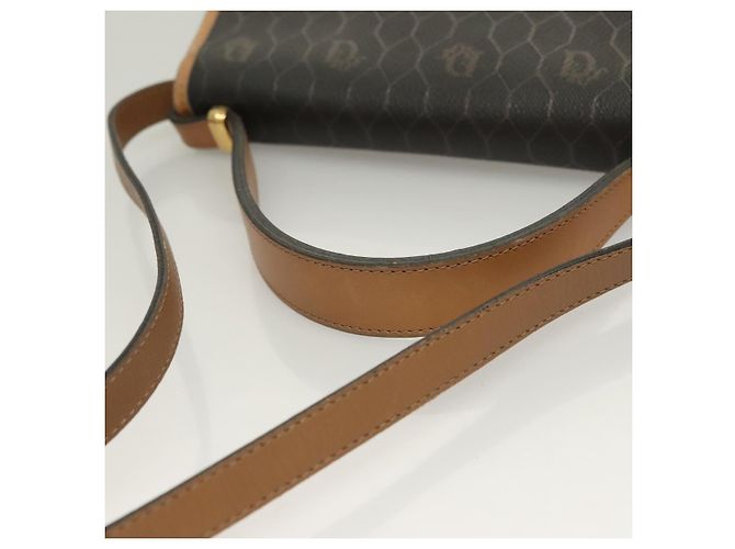 Borsa a mano in tela a nido d'ape PVC 2 vie Christian Dior nera e oro Auth SW977 - vista 7