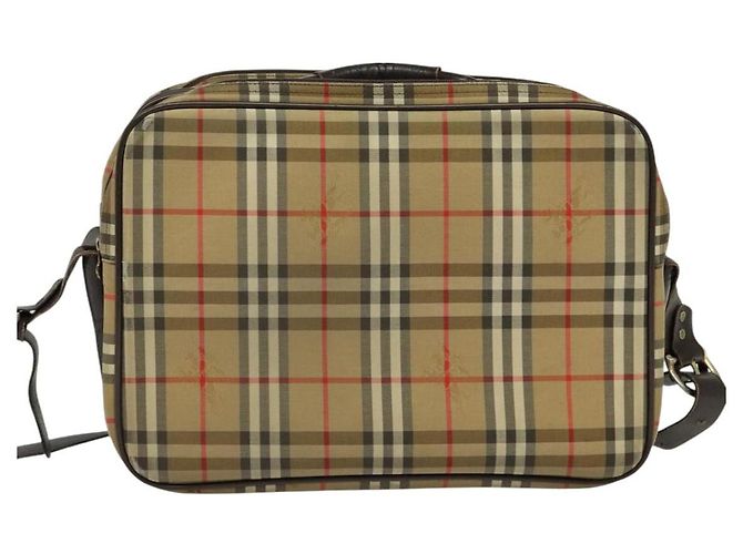 Autre Marque Bolsa de Ombro Burberrys Nova Check em Lona Bege Dourada Auth ti3263 Dourado - vista 2
