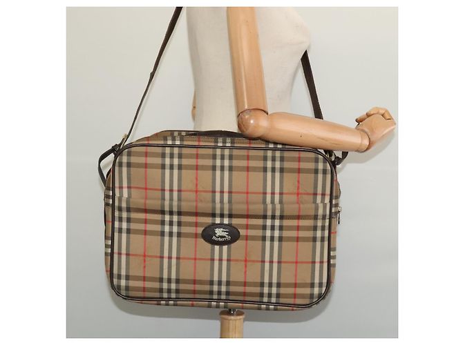 Autre Marque Bolsa de Ombro Burberrys Nova Check em Lona Bege Dourada Auth ti3263 Dourado - vista 23