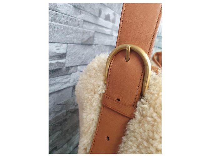 Borsa Shopper Saint Laurent in pelle di agnello beige - vista 11