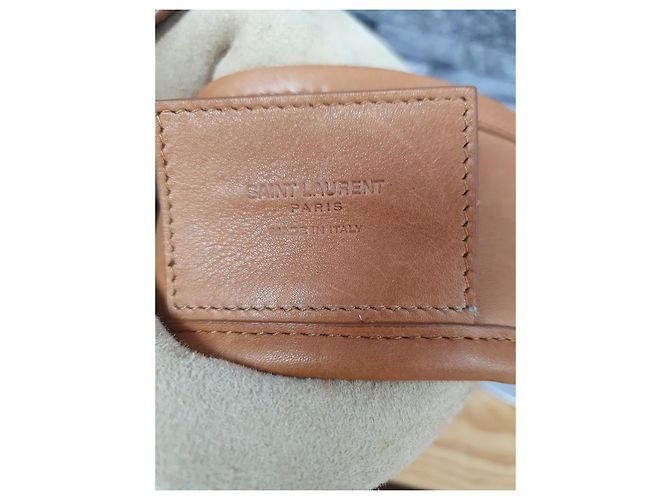 Borsa Shopper Saint Laurent in pelle di agnello beige - vista 2