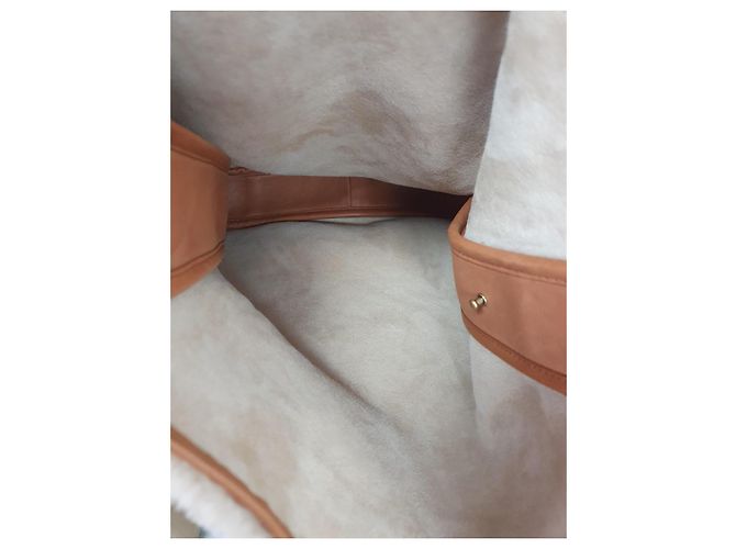 Borsa Shopper Saint Laurent in pelle di agnello beige - vista 4