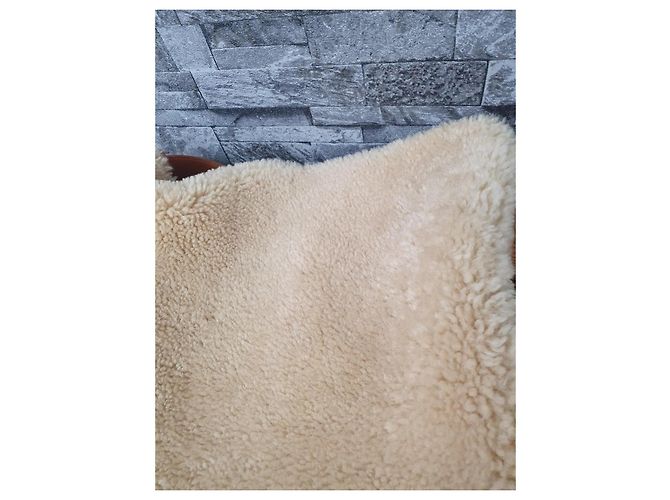 Borsa Shopper Saint Laurent in pelle di agnello beige - vista 6
