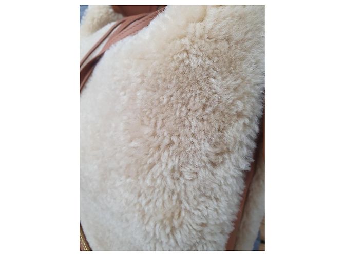 Borsa Shopper Saint Laurent in pelle di agnello beige - vista 7